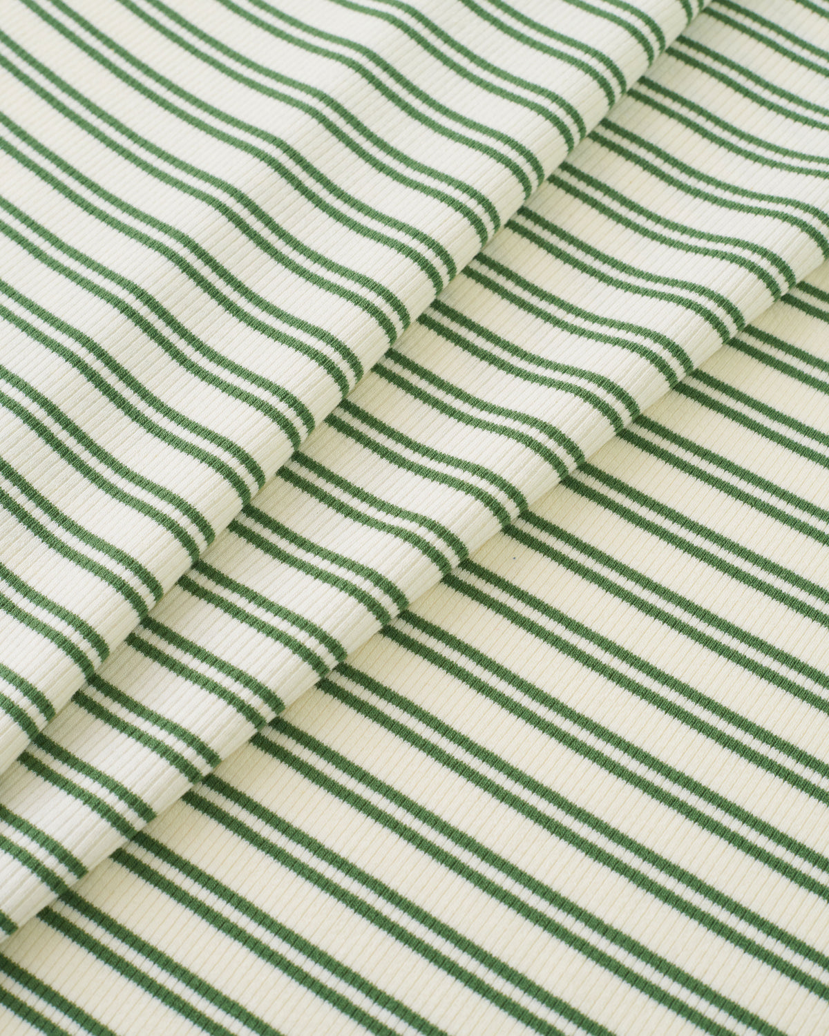 Cream and Green Double Stripe Rib Knit
