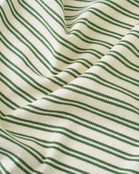 Cream and Green Double Stripe Rib Knit