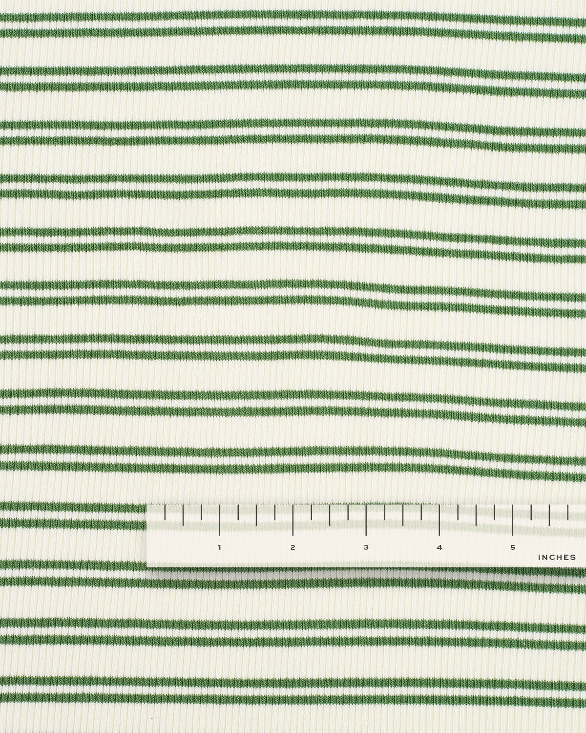 Cream and Green Double Stripe Rib Knit