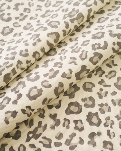 Natural Leopard Print Tonal Stripe Twill