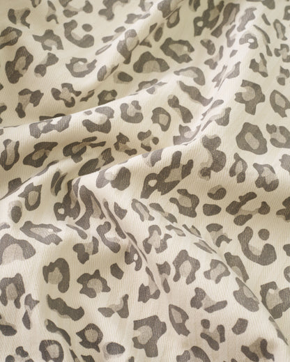 Natural Leopard Print Tonal Stripe Twill