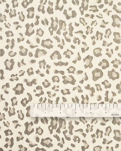 Natural Leopard Print Tonal Stripe Twill