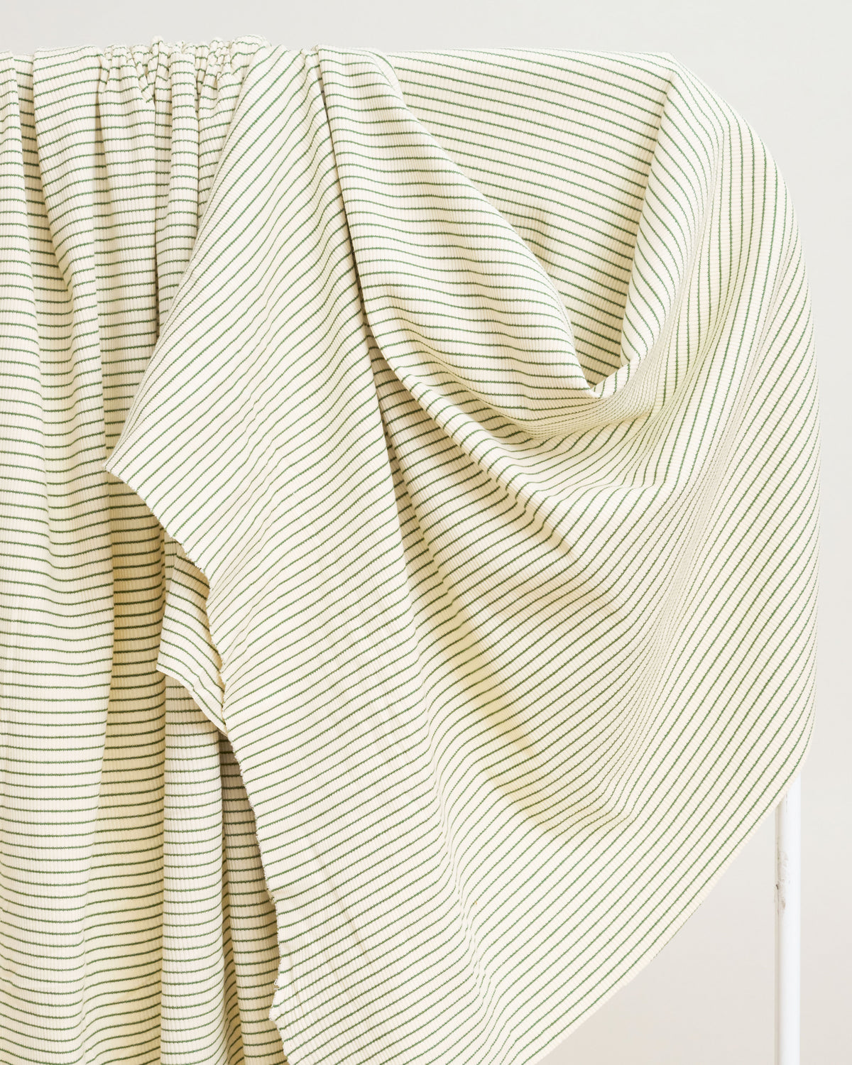 Cream and Green Baby Stripe Rib Knit
