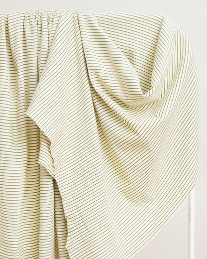 Cream and Green Baby Stripe Rib Knit