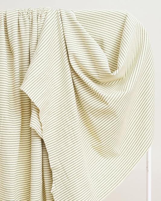 Cream and Green Baby Stripe Rib Knit