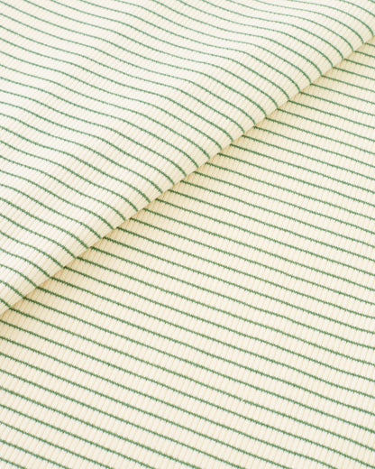 Cream and Green Baby Stripe Rib Knit
