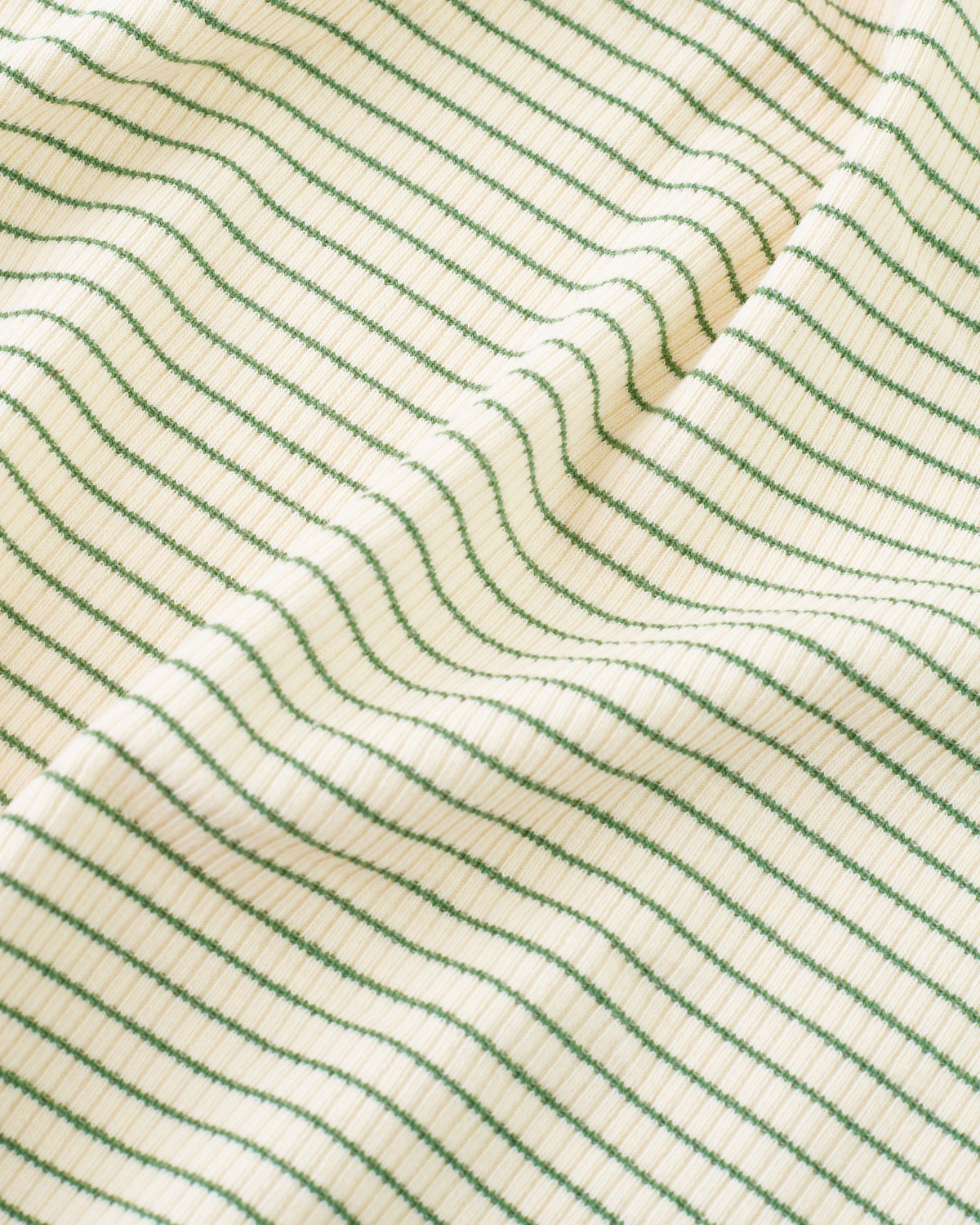 Cream and Green Baby Stripe Rib Knit