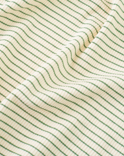Cream and Green Baby Stripe Rib Knit