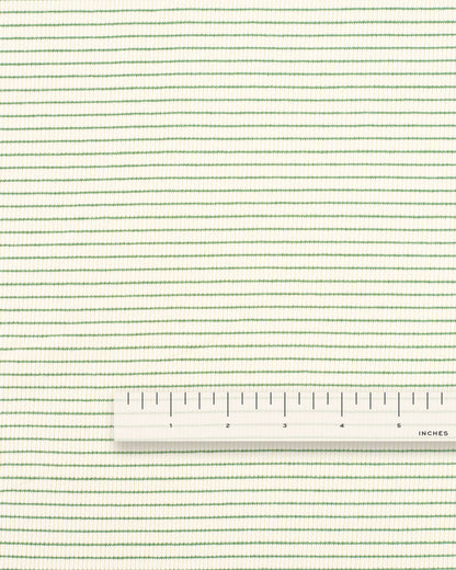 Cream and Green Baby Stripe Rib Knit