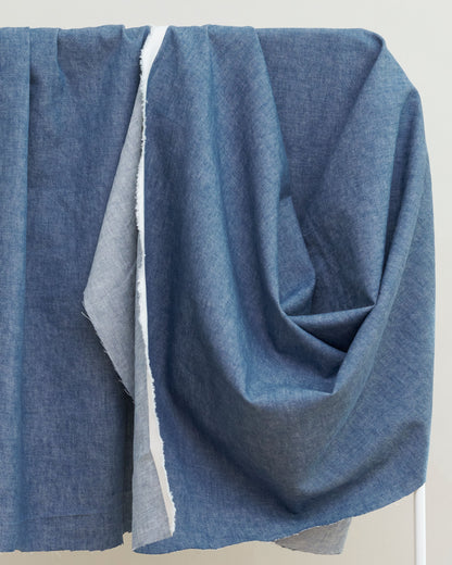 Crew Blue Linen Cotton Denim Twill
