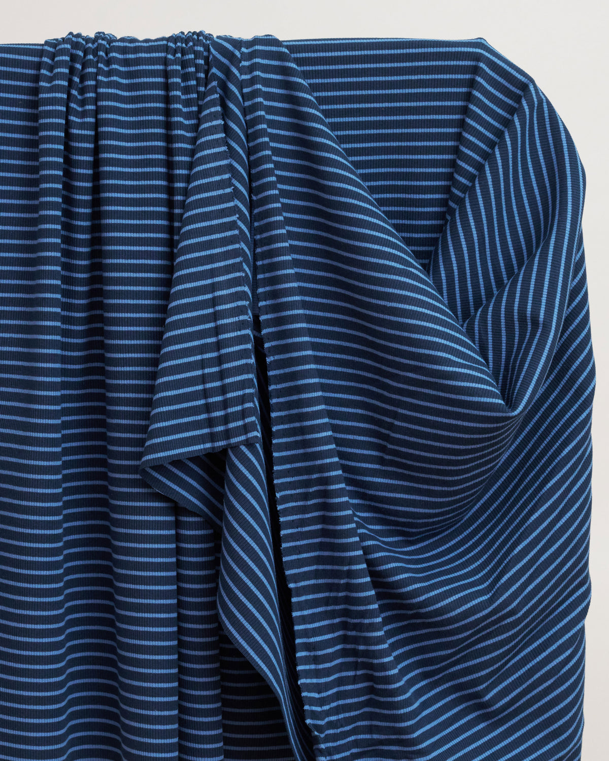 Dark and Light Blue Thin Stripe Rib Knit