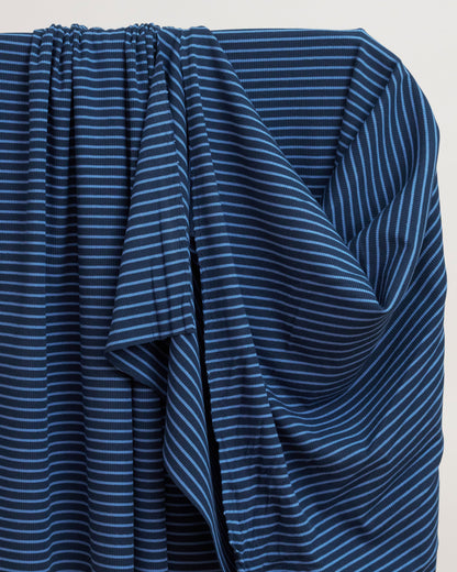 Dark and Light Blue Thin Stripe Rib Knit