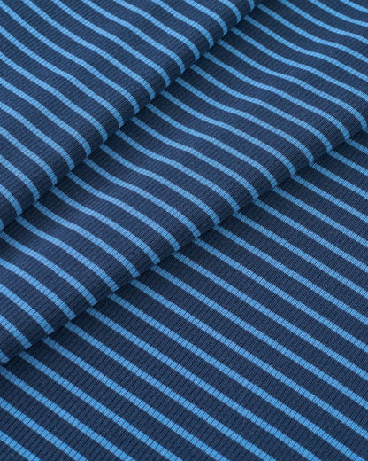 Dark and Light Blue Thin Stripe Rib Knit