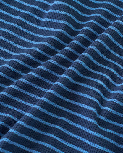Dark and Light Blue Thin Stripe Rib Knit