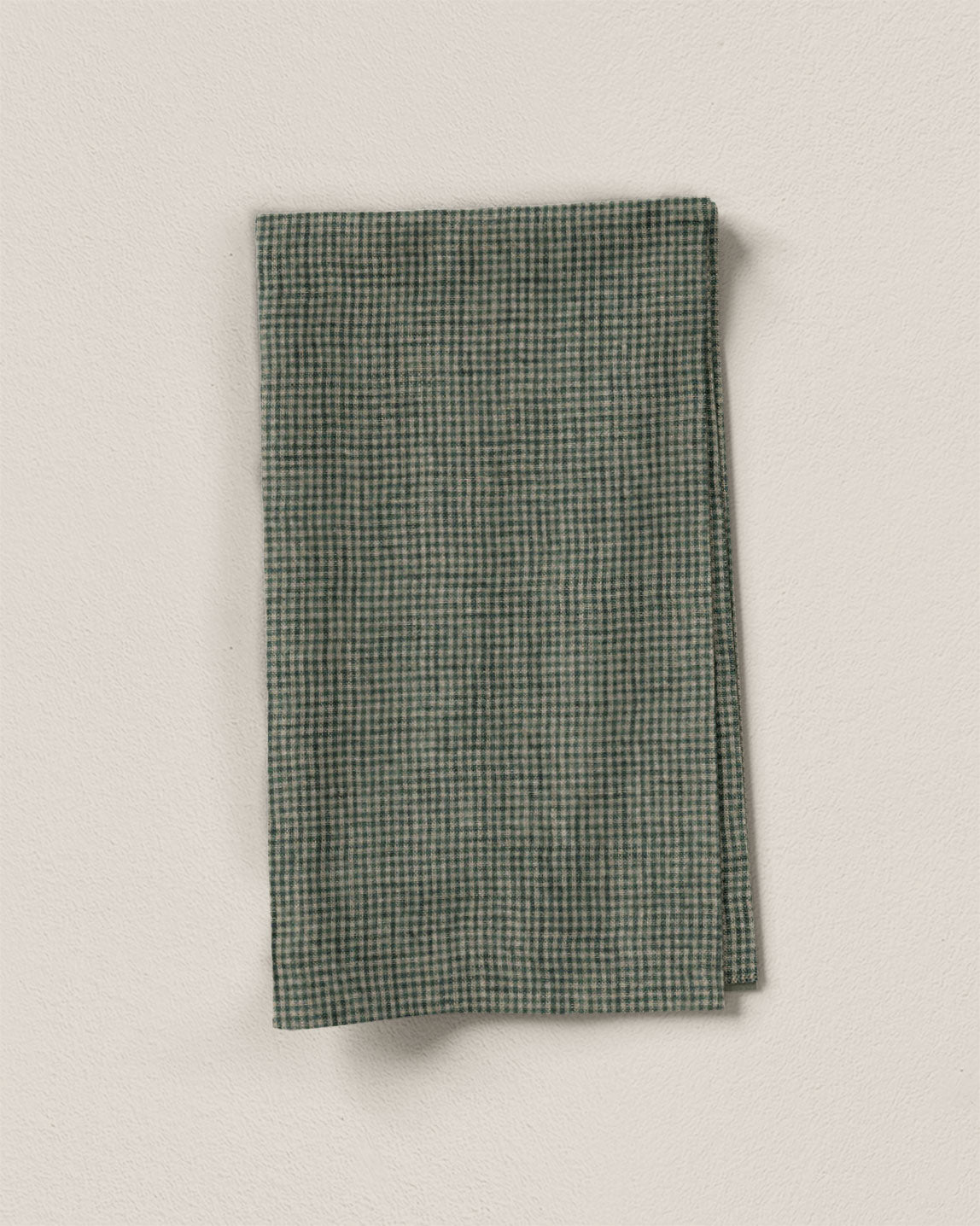 Dark Green Tiny Gingham Stonewashed Linen