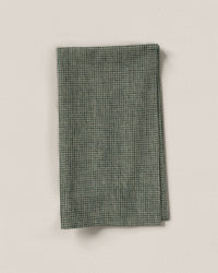 Dark Green Tiny Gingham Stonewashed Linen