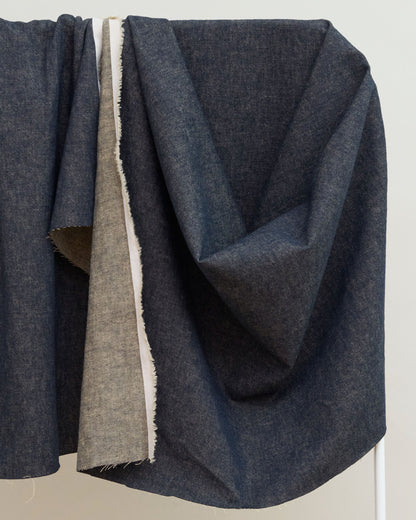 Dark Night Linen Cotton Denim Twill
