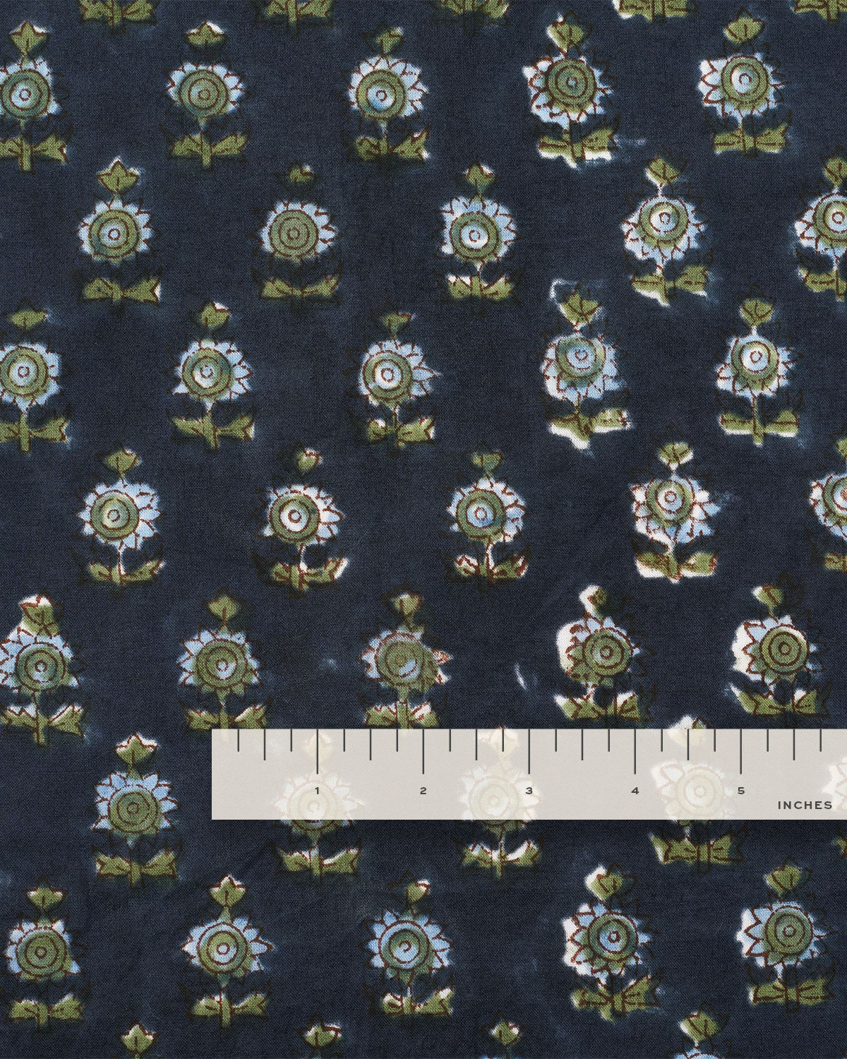 Deep Blue Bloom Block Print Cotton