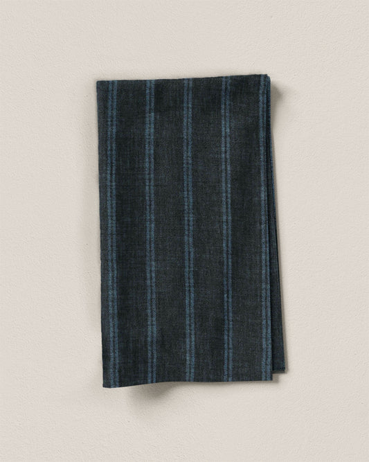 Deep Sea Twin Stripe Washed Linen