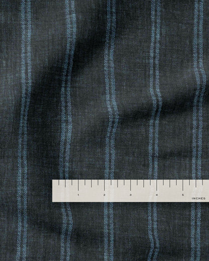 Deep Sea Twin Stripe Washed Linen
