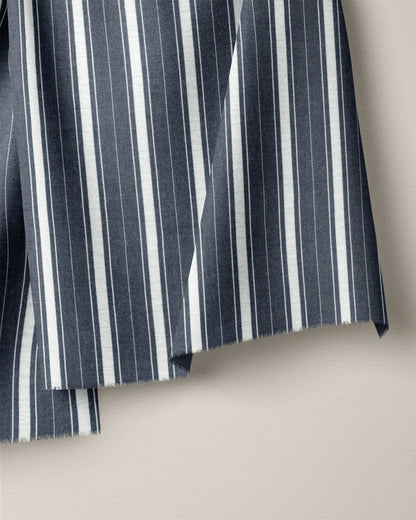 Denim Blue Fun Stripe Washed Cotton