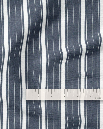 Denim Blue Fun Stripe Washed Cotton