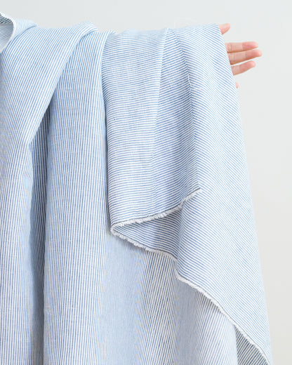 Dusty Blue Railroad Stripe Linen Rayon