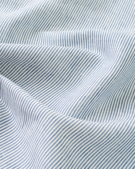 Dusty Blue Railroad Stripe Linen Rayon