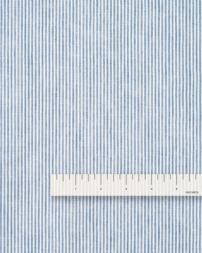Dusty Blue Railroad Stripe Linen Rayon