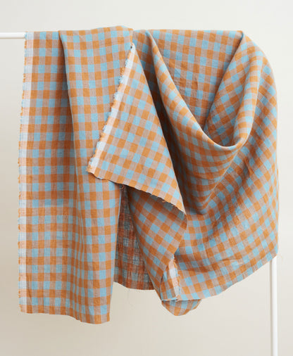 Earl Gray Medium Gingham Washed Linen