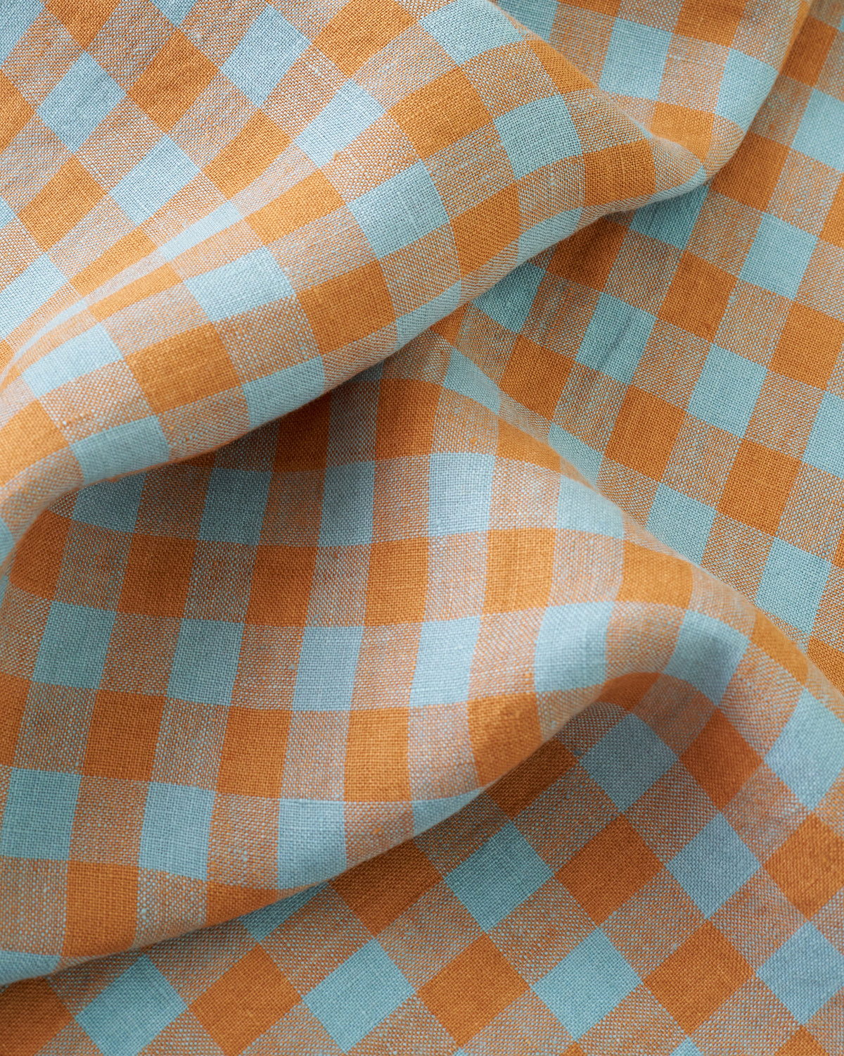 Earl Gray Medium Gingham Washed Linen