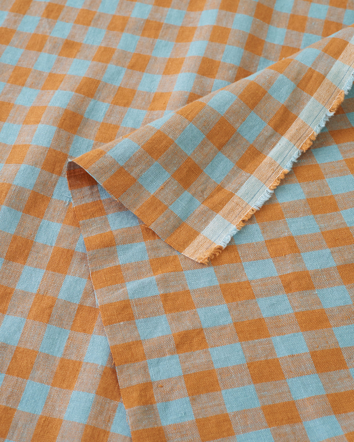 Earl Gray Medium Gingham Washed Linen