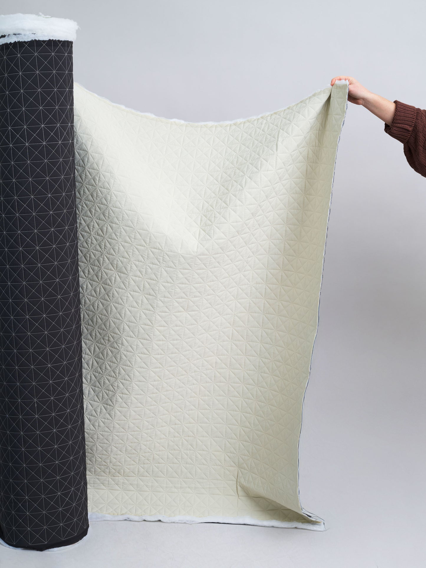 Eggshell and Black Quilted Puffer