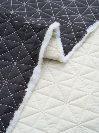 Eggshell and Black Quilted Puffer