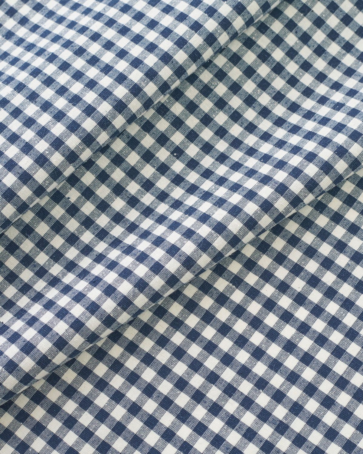 English Blue Micro Gingham Luxury Cotton Silk
