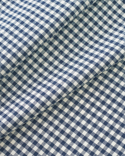 English Blue Micro Gingham Luxury Cotton Silk