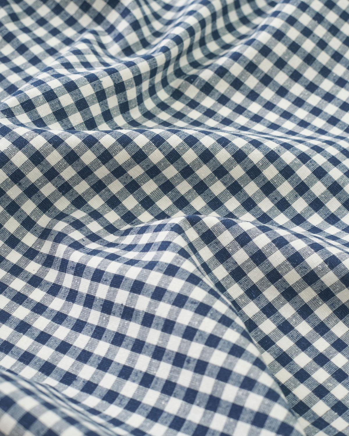 English Blue Micro Gingham Luxury Cotton Silk