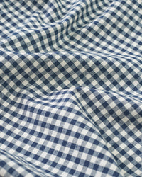 English Blue Micro Gingham Luxury Cotton Silk