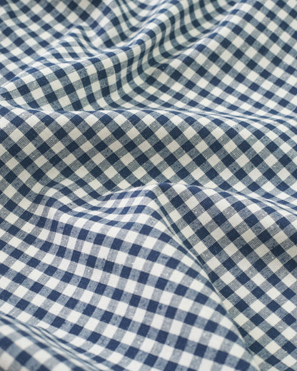 English Blue Micro Gingham Luxury Cotton Silk
