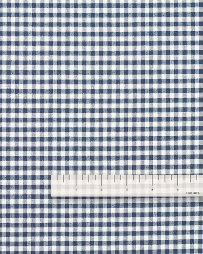 English Blue Micro Gingham Luxury Cotton Silk