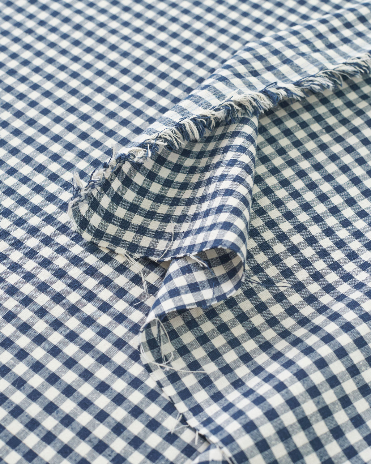 English Blue Micro Gingham Luxury Cotton Silk