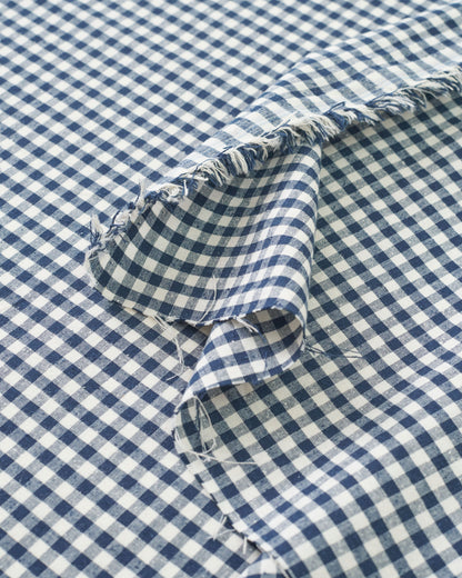 English Blue Micro Gingham Luxury Cotton Silk