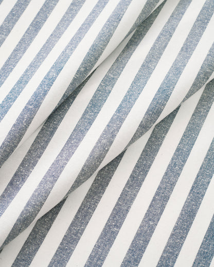 English Blue Stripe Luxury Cotton Silk
