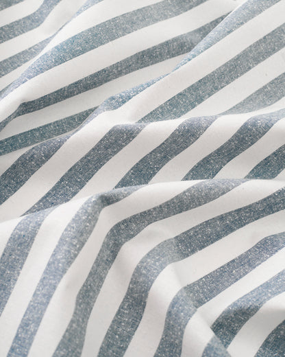 English Blue Stripe Luxury Cotton Silk