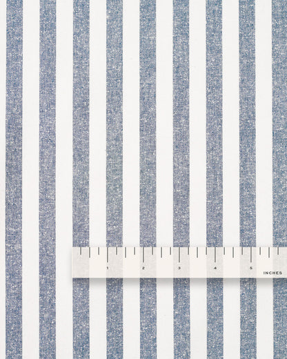 English Blue Stripe Luxury Cotton Silk
