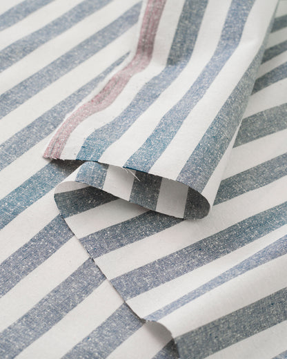 English Blue Stripe Luxury Cotton Silk