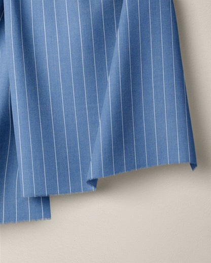 Everyday Blue Wide Pinstripe Cotton Shirting
