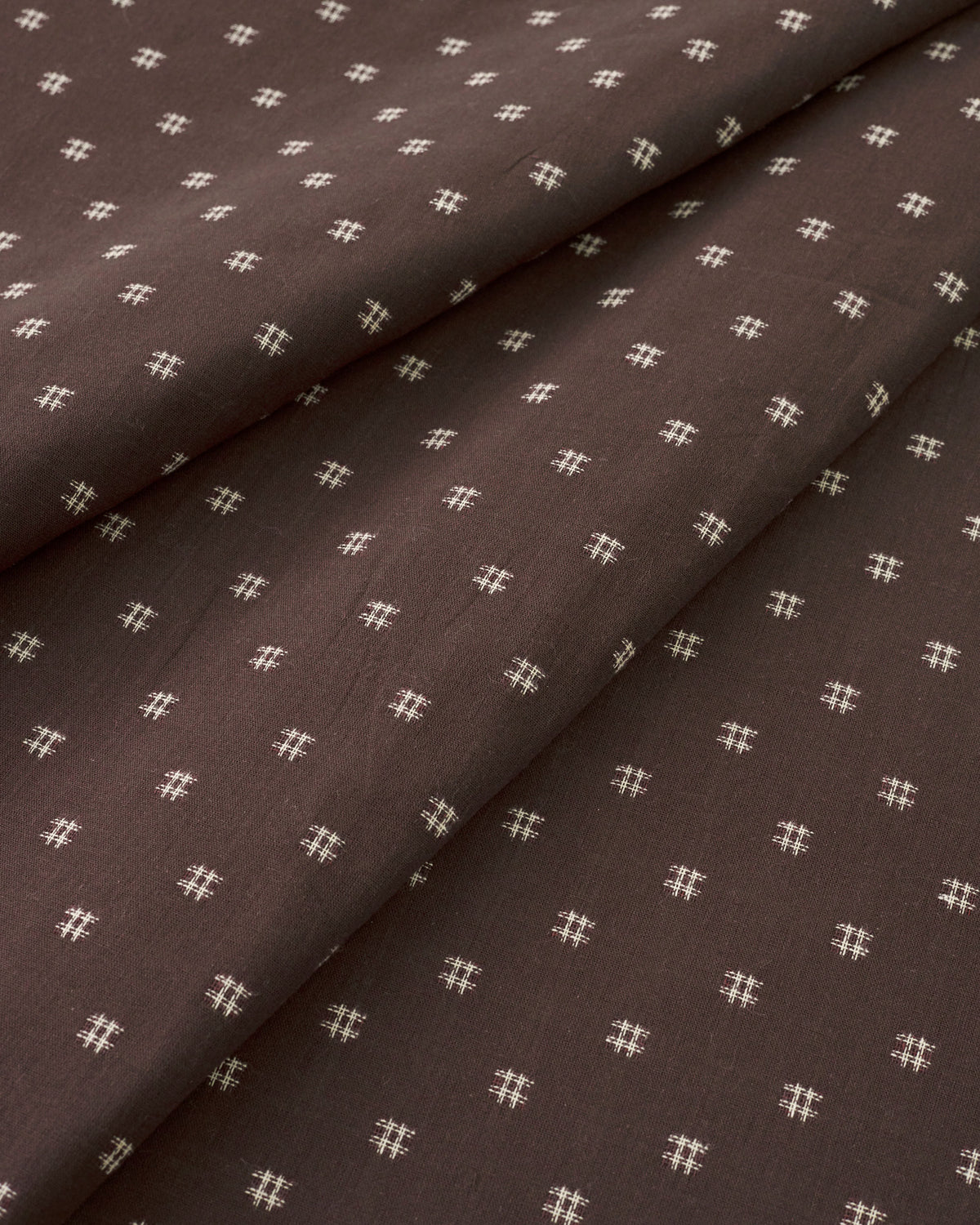Espresso Cream Hashtag Check Woven Linen Cotton