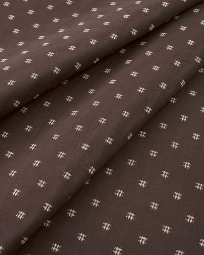 Espresso Cream Hashtag Check Woven Linen Cotton