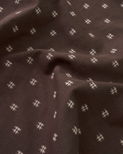 Espresso Cream Hashtag Check Woven Linen Cotton
